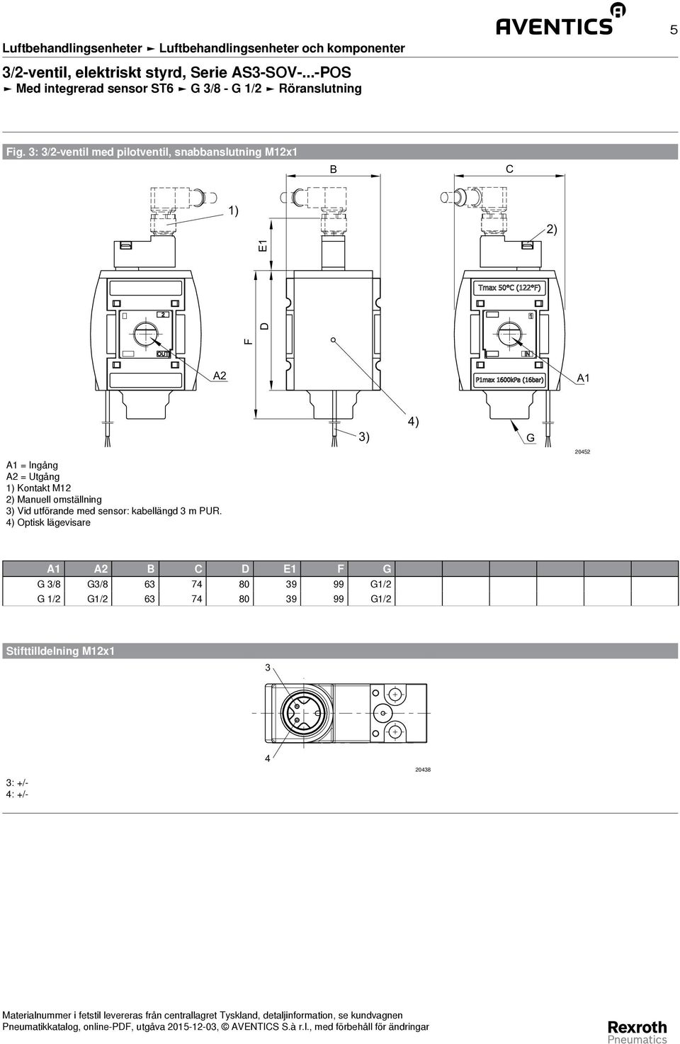 utförande med sensor: kabellängd 3 m PUR.