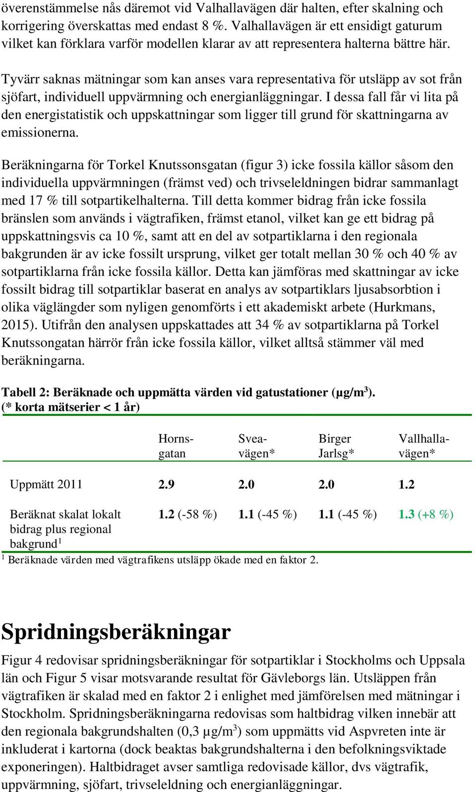 Tyvärr saknas mätningar som kan anses vara representativa för utsläpp av sot från sjöfart, individuell uppvärmning och energianläggningar.