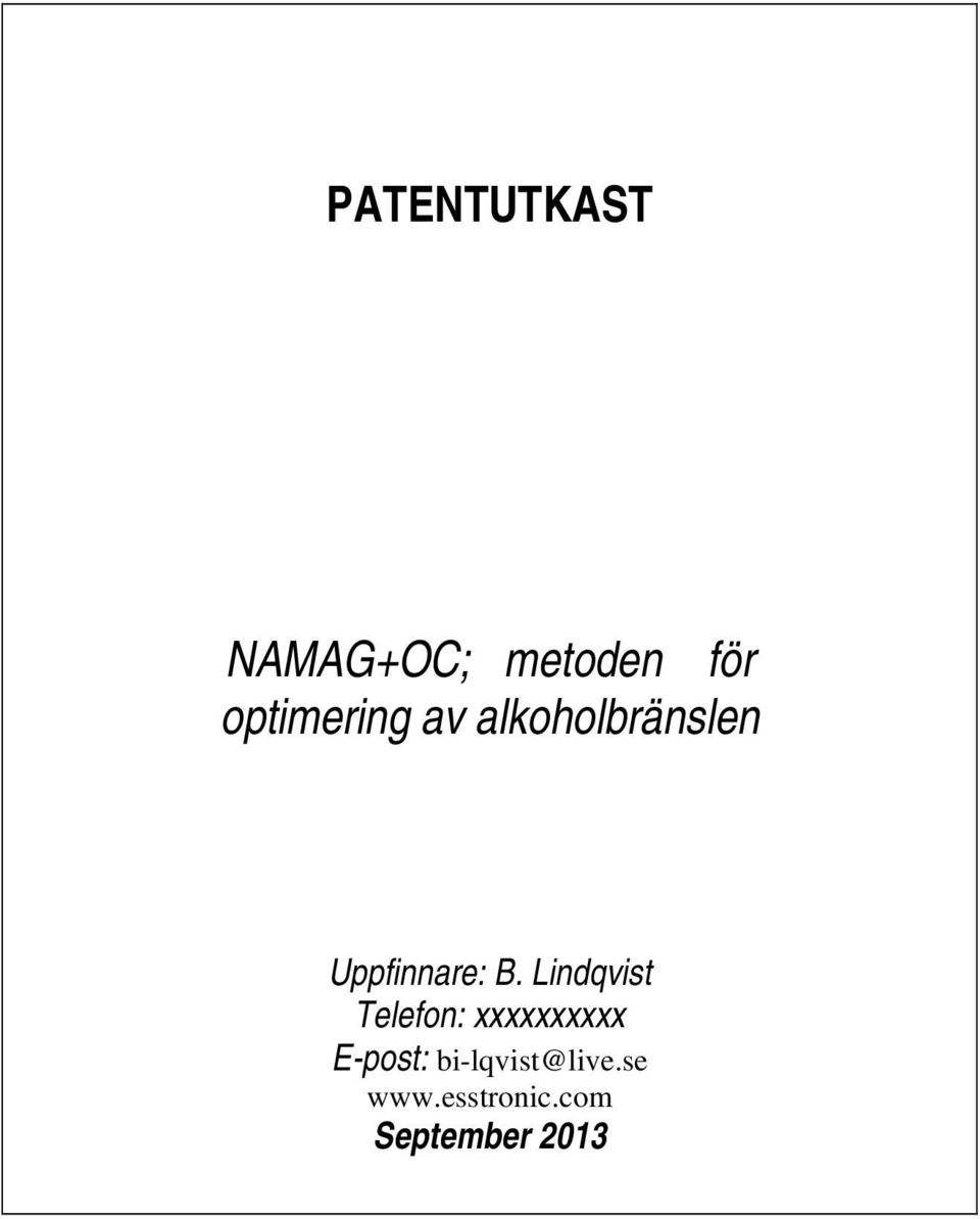 B. Lindqvist Telefon: xxxxxxxxxx E-post:
