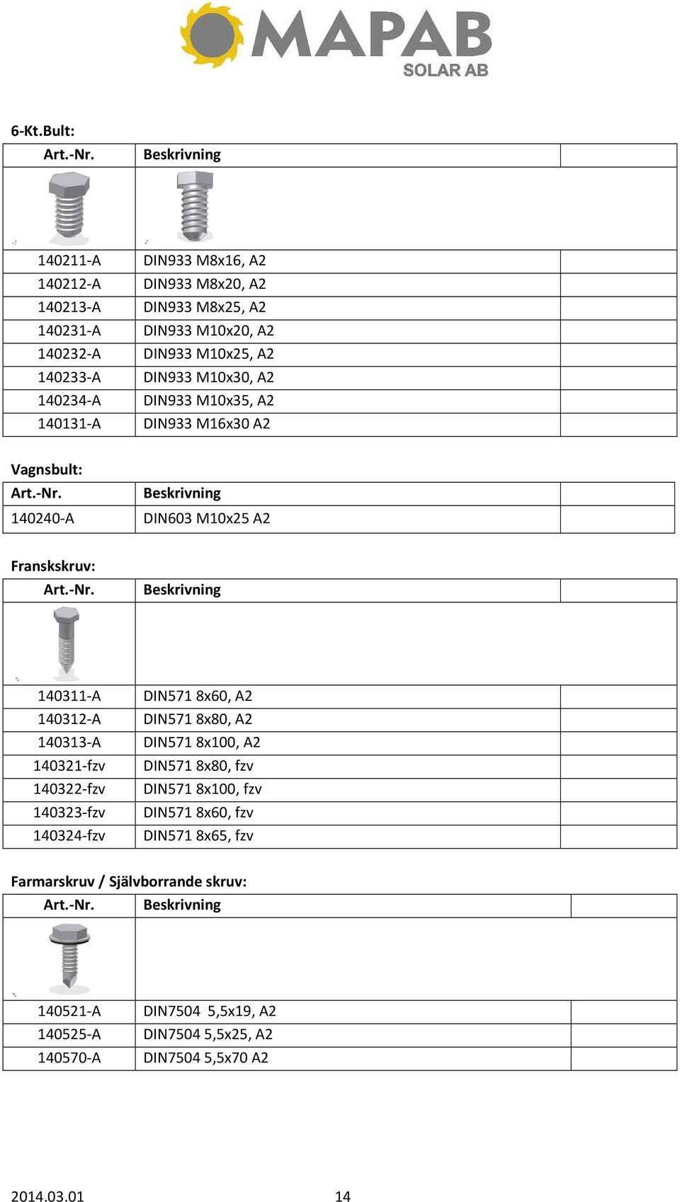 140311-A DIN571 8x60, A2 140312-A DIN571 8x80, A2 140313-A DIN571 8x100, A2 140321-fzv 140322-fzv 140323-fzv 140324-fzv DIN571 8x80, fzv DIN571 8x100, fzv