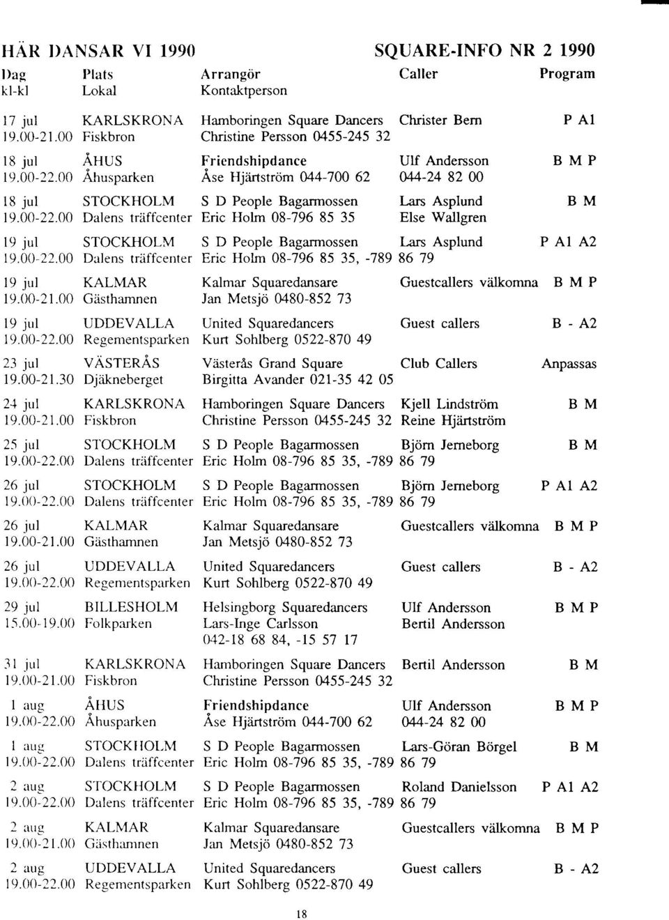 00 Ahusparken Ase Hjiirtstrom M4-100 62 M4-24 82 00 18 jul STOCKHOLM S D People Bagarmossen l-ars Asplund B M 19.00-22.