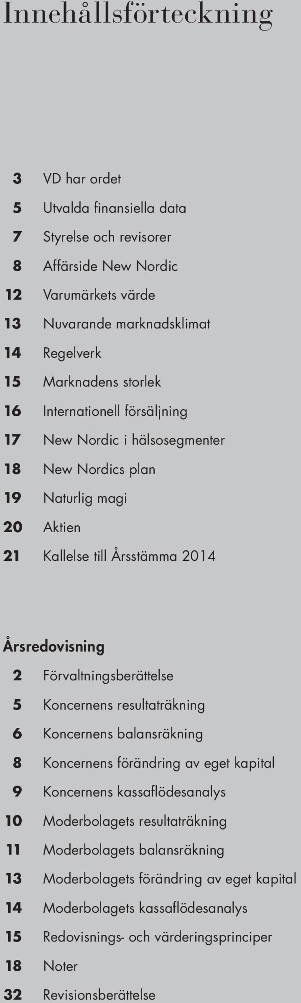 Förvaltningsberättelse 5 Koncernens resultaträkning 6 Koncernens balansräkning 8 Koncernens förändring av eget kapital 9 Koncernens kassaflödesanalys 10 Moderbolagets