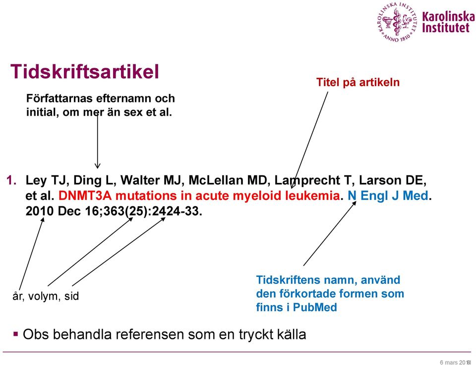 DNMT3A mutations in acute myeloid leukemia. N Engl J Med. 2010 Dec 16;363(25):2424-33.