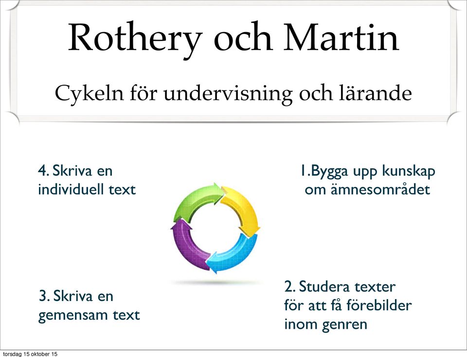 Bygga upp kunskap om ämnesområdet 3.