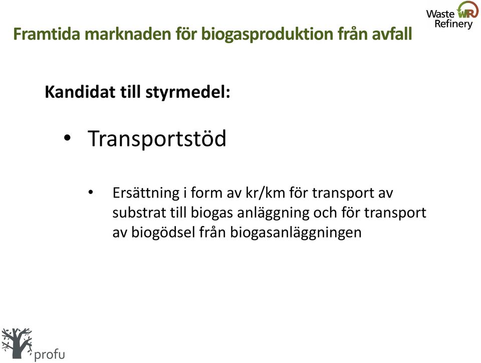 av substrat till biogas anläggning och för