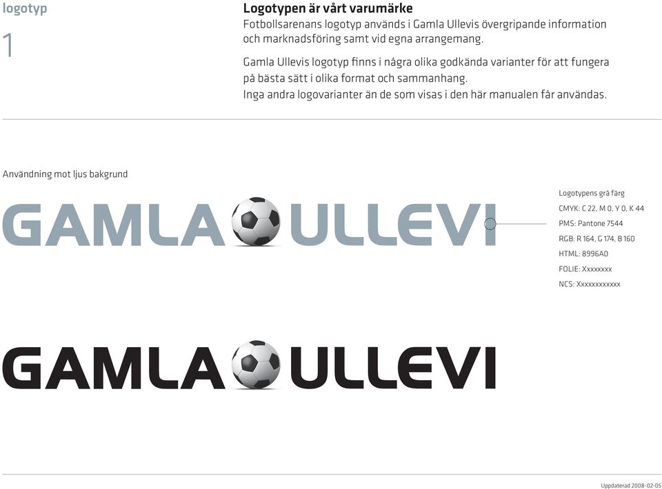 Gamla Ullevis logotyp finns i några olika godkända varianter för att fungera på bästa sätt i olika format och sammanhang.