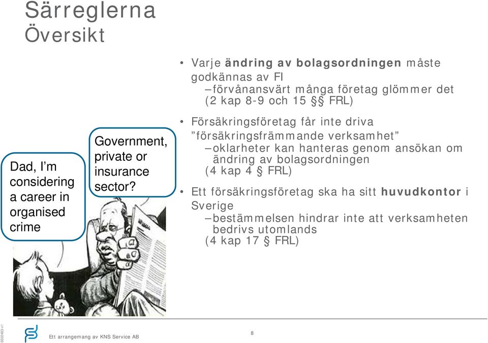 Försäkringsföretag får inte driva försäkringsfrämmande verksamhet oklarheter kan hanteras genom ansökan om ändring av