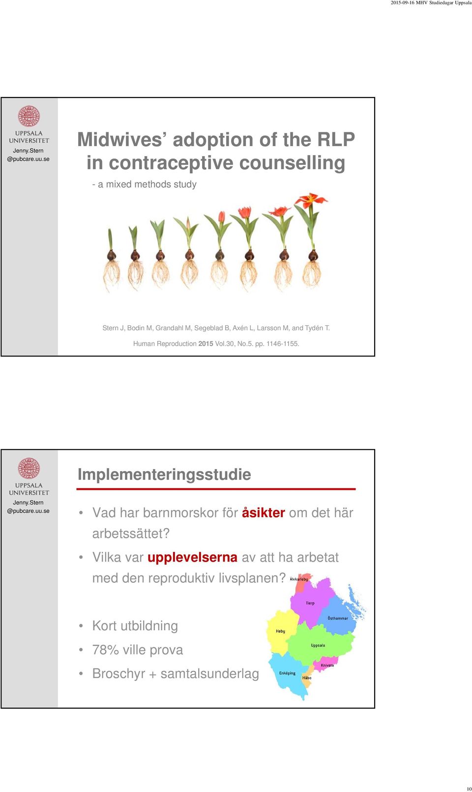 1146-1155. Implementeringsstudie Vad har barnmorskor för åsikter om det här arbetssättet?