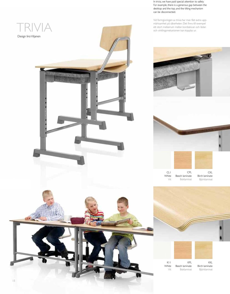 TRIVIA Design Iiro Viljanen Vid formgivningen av trivia har man fäst extra uppmärksamhet på säkerheten.