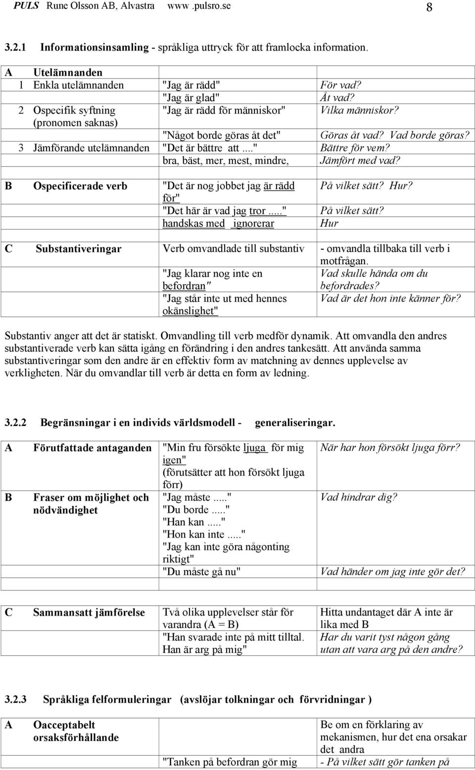 3 Jämförande utelämnanden "Det är bättre att..." Bättre för vem? bra, bäst, mer, mest, mindre, Jämfört med vad? B Ospecificerade verb "Det är nog jobbet jag är rädd för" "Det här är vad jag tror.