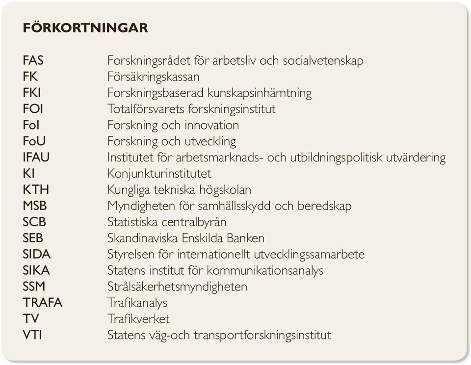 utbildningspolitisk utvärdering Konjunkturinstitutet Kungliga tekniska högskolan Myndigheten för samhällsskydd och beredskap Statistiska centralbyrån Skandinaviska