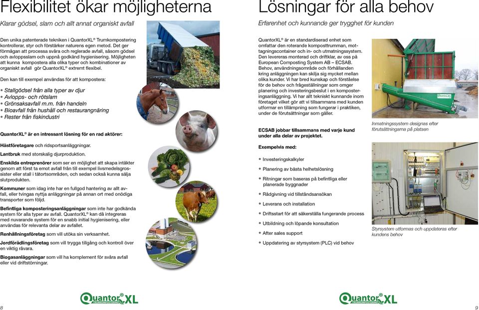 Möjligheten att kunna kompostera alla olika typer och kombinationer av organiskt avfall gör QuantorXL extremt flexibel.