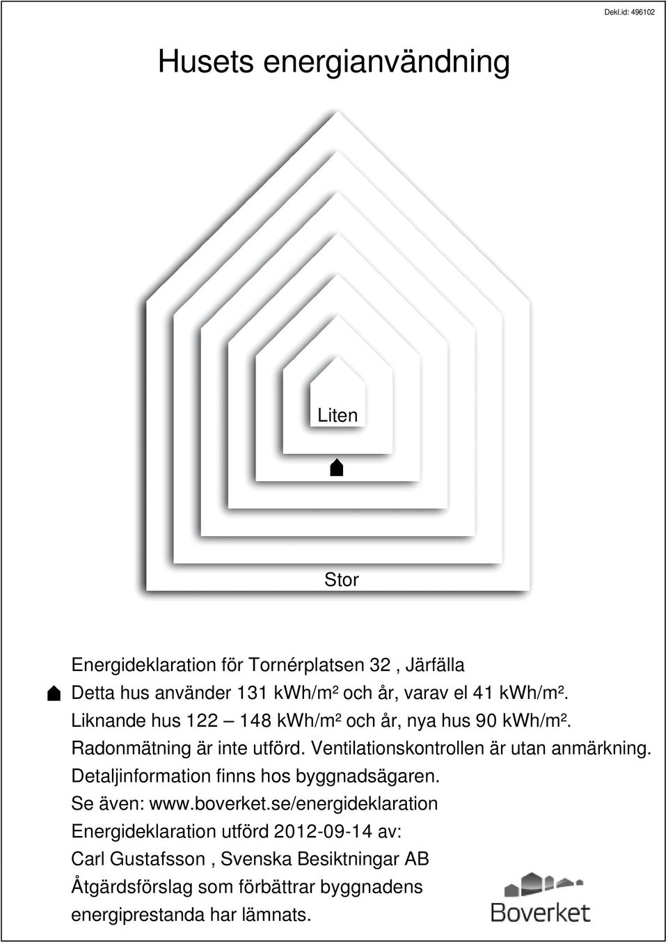 Ventilationskontrollen är utan anmärkning. Detaljinformation finns hos byggnadsägaren. Se även: www.boverket.