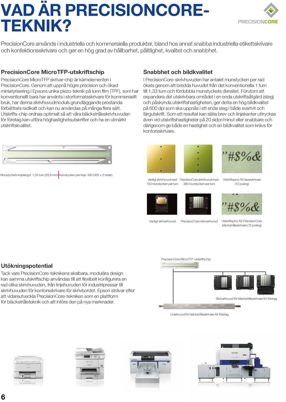 och snabbhet. PrecisionCore MicroTFP-utskriftschip PrecisionCore MicroTFP skrivar-chip är kärnelementen i PrecisionCore.