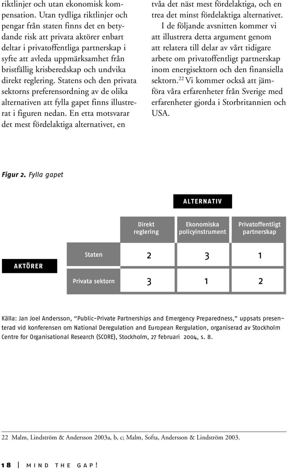 krisberedskap och undvika direkt reglering. Statens och den privata sektorns preferensordning av de olika alternativen att fylla gapet finns illustrerat i figuren nedan.