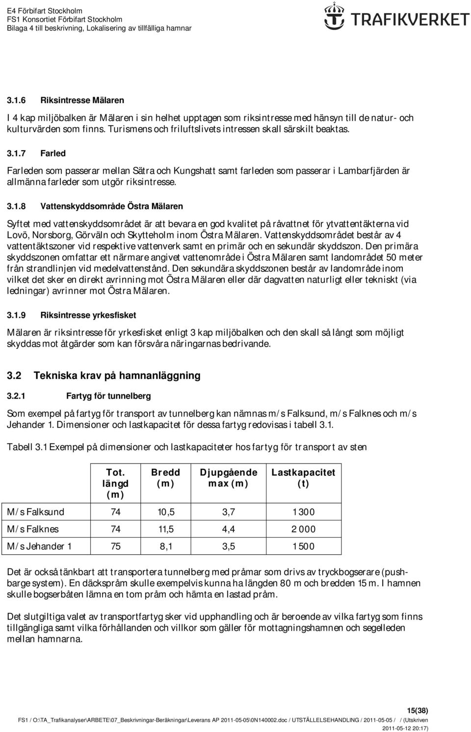 7 Farled Farleden som passerar mellan Sätra och Kungshatt samt farleden som passerar i Lambarfjärden är allmänna farleder som utgör riksintresse. 3.1.