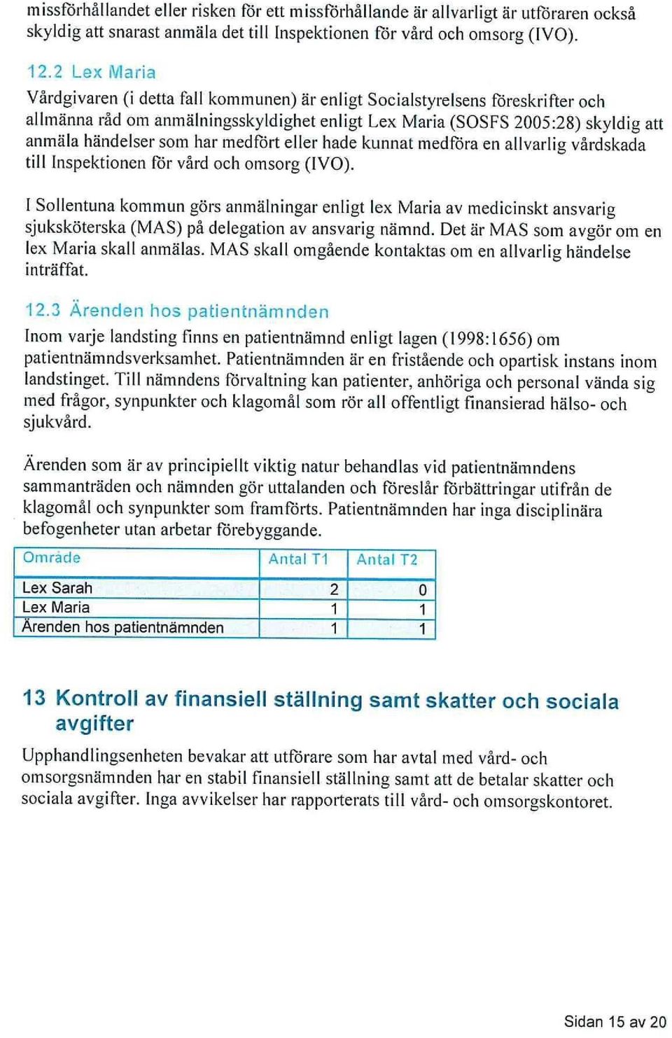 medfört eller hade kunnat medföra en allvarlig vårdskada till Inspektionen för vård och omsorg (IVO).