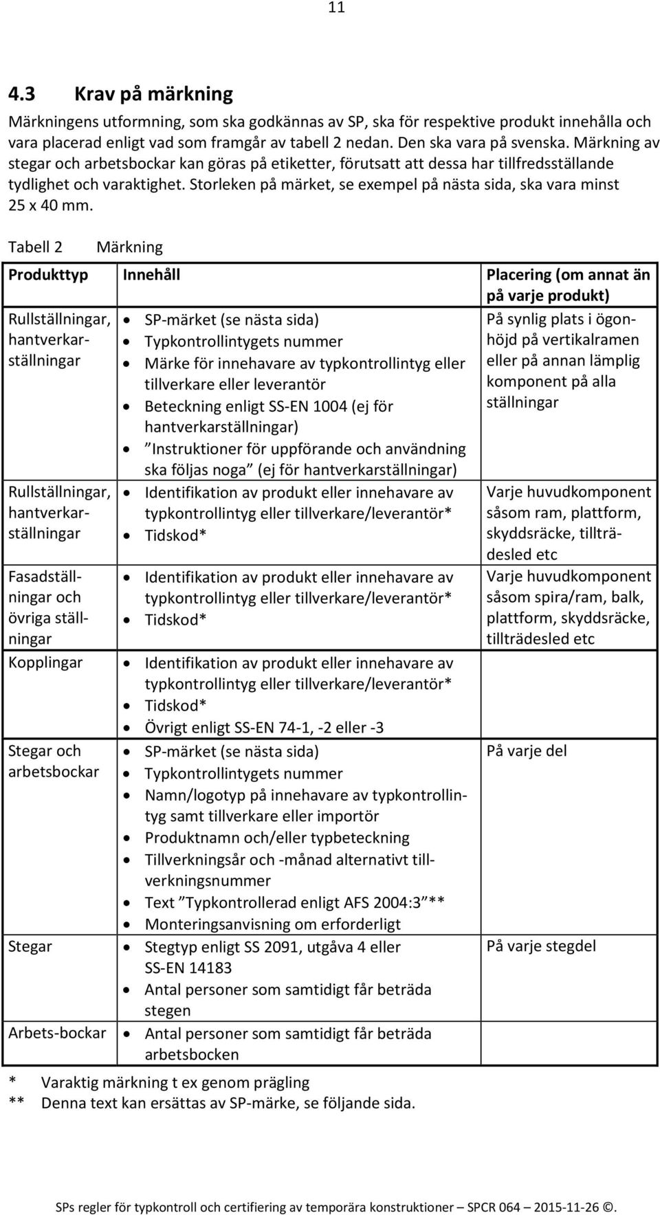 Storleken på märket, se exempel på nästa sida, ska vara minst 25 x 40 mm.