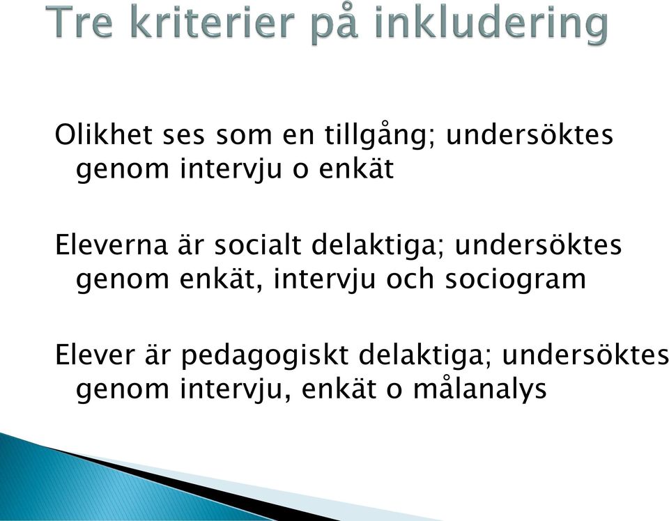 genom enkät, intervju och sociogram Elever är