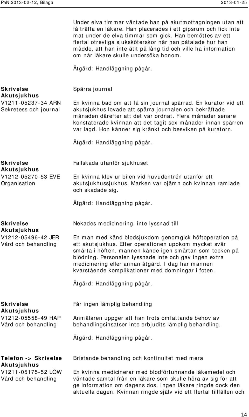 V1211-05237-34 ARN Sekretess och journal Spärra journal En kvinna bad om att få sin journal spärrad.