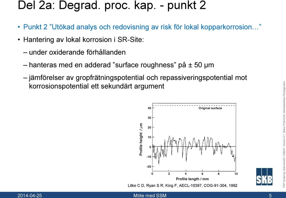 korrosion i SR-Site: under oxiderande förhållanden hanteras med en adderad surface roughness på ± 50