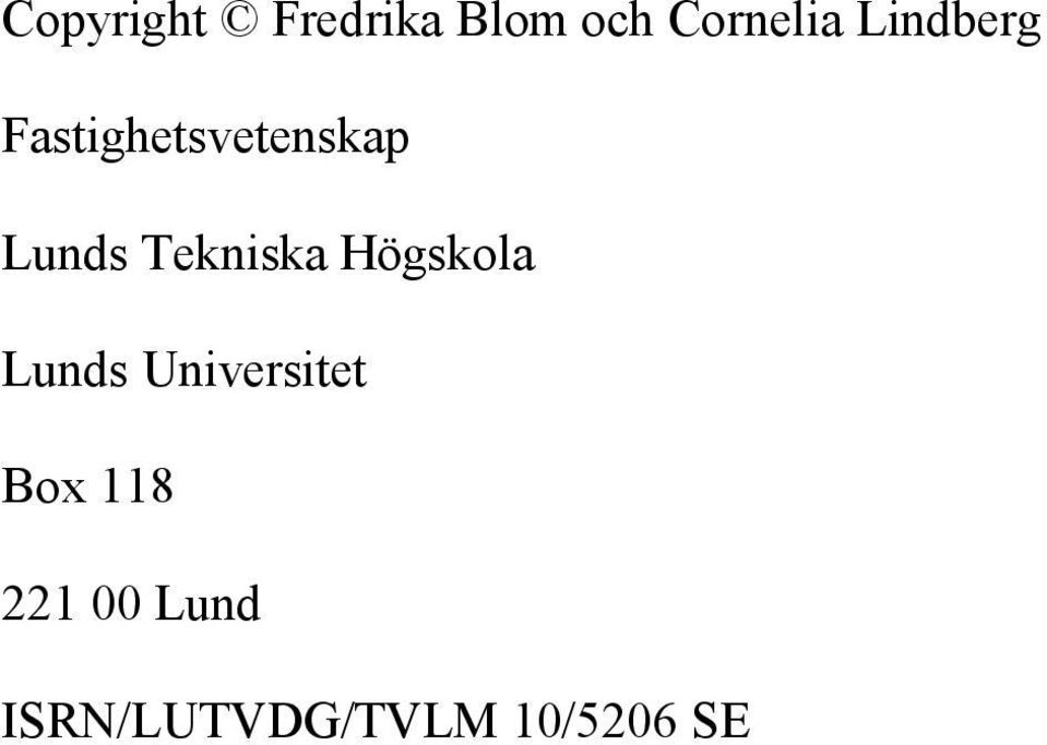 Tekniska Högskola Lunds Universitet