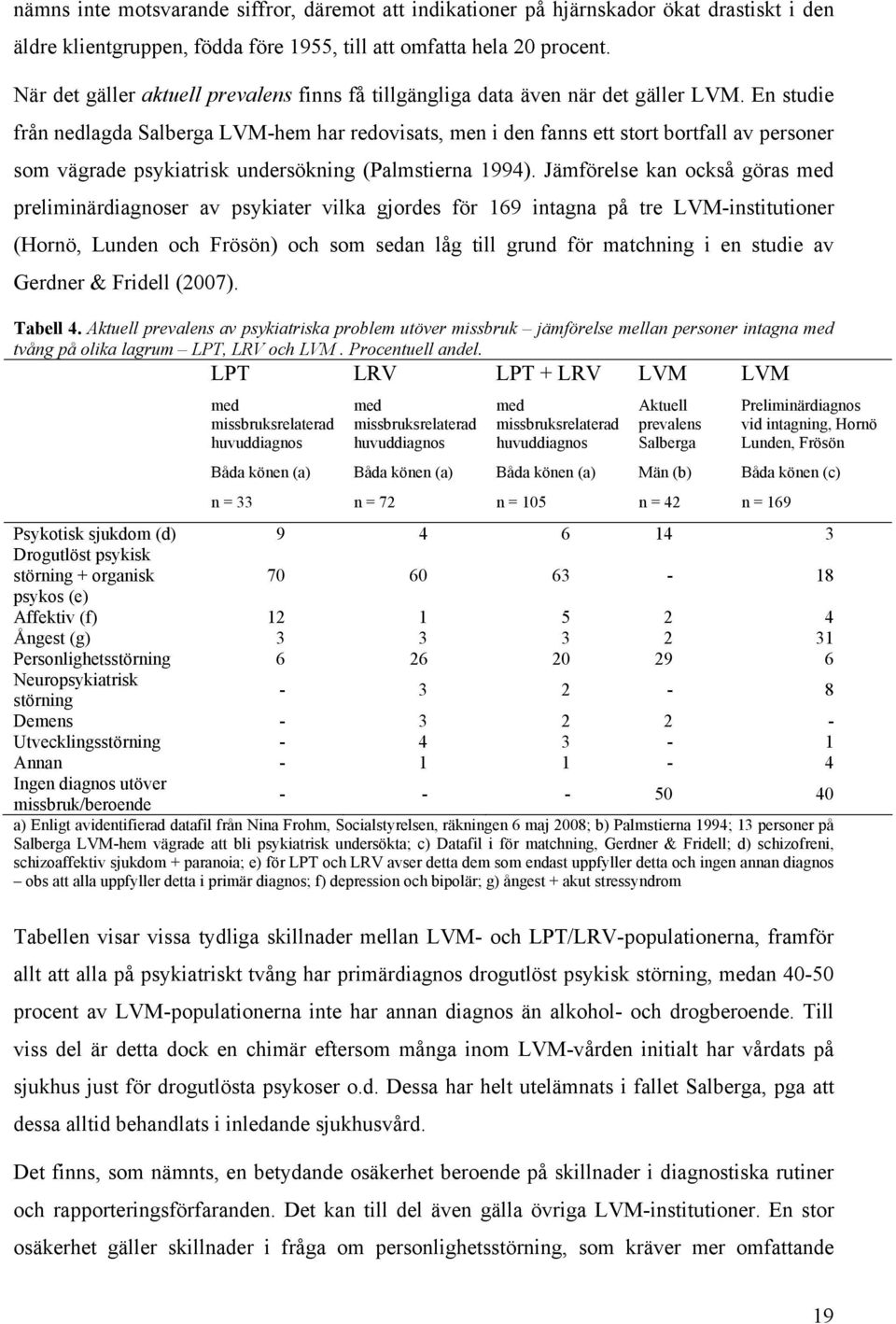 En studie från nedlagda Salberga LVM-hem har redovisats, men i den fanns ett stort bortfall av personer som vägrade psykiatrisk undersökning (Palmstierna 1994).