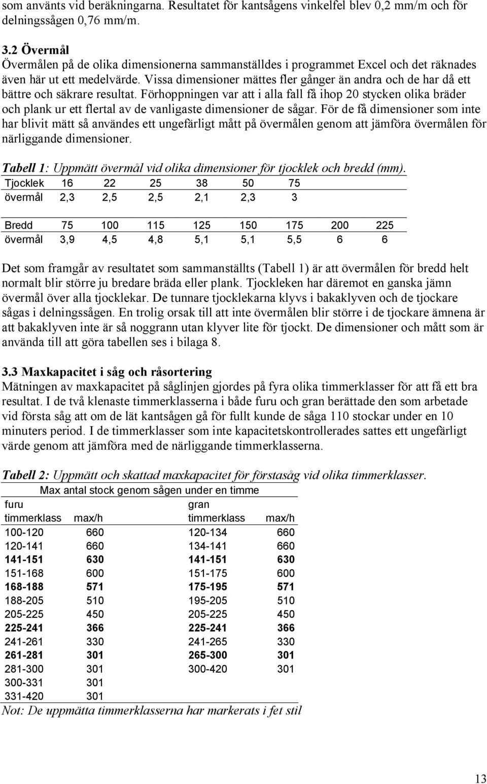 Vissa dimensioner mättes fler gånger än andra och de har då ett bättre och säkrare resultat.