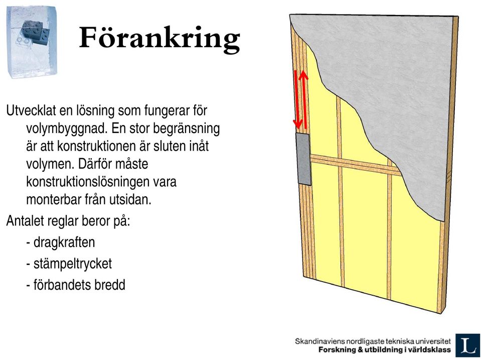 Därför måste konstruktionslösningen vara monterbar från utsidan.