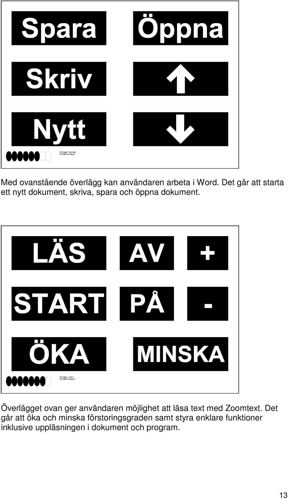 Överlägget ovan ger användaren möjlighet att läsa text med Zoomtext.