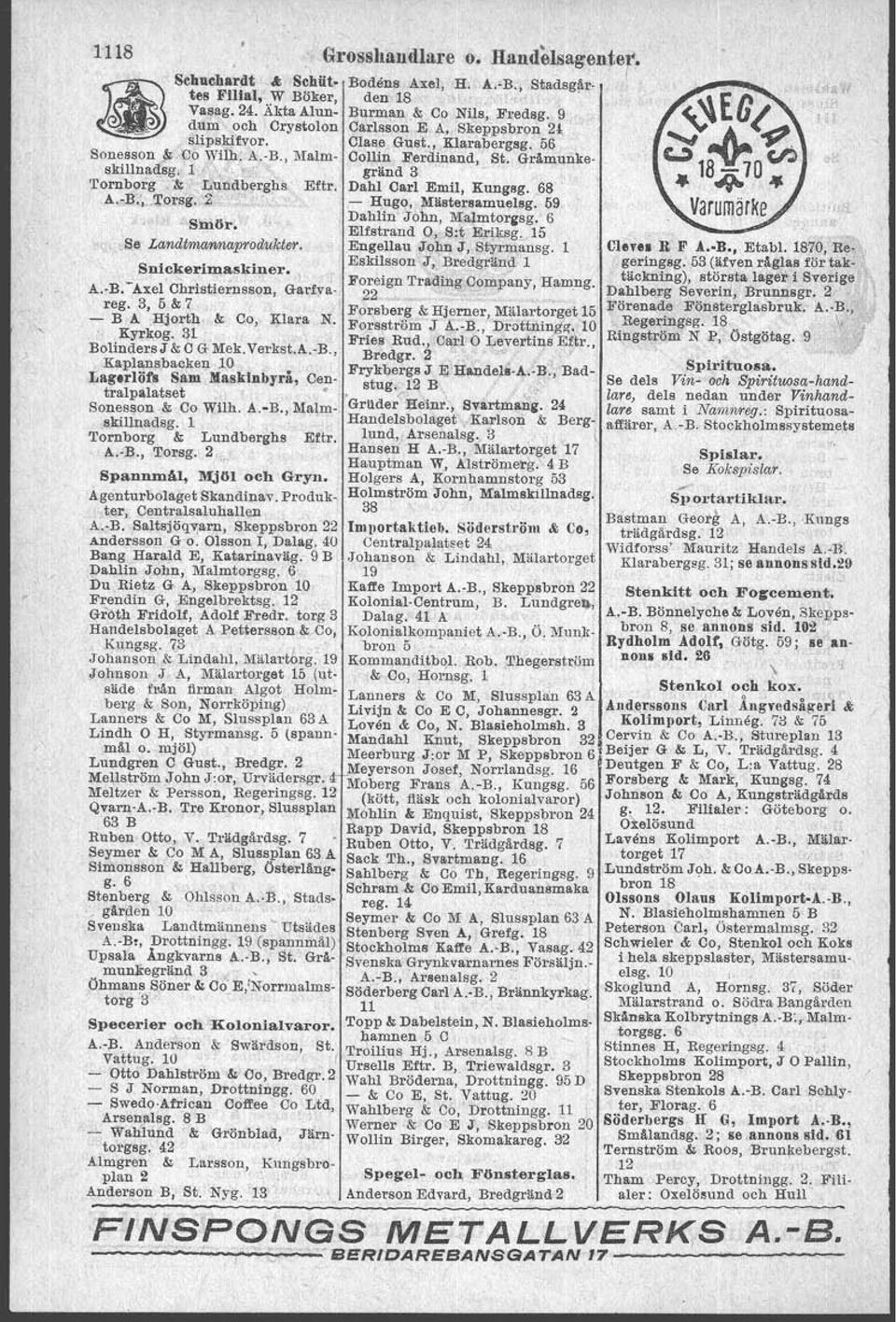 &,Lundberghs Eftr. Dahl Carl Emil, Kungsg. 68 A.-B:,",~orsg,,:2 - Hugo,. Måstersamuelsg. 59, ' "Smö Dahlin John, Msl~torllsg.' 6 r. Elfstrand O, Sot Eriksg.. 15 o,se Landtmannaprodultter.