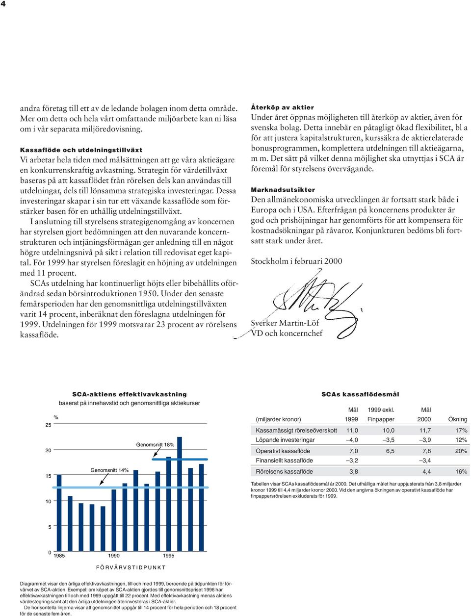 Strategin för värdetillväxt baseras på att kassaflödet från rörelsen dels kan användas till utdelningar, dels till lönsamma strategiska investeringar.