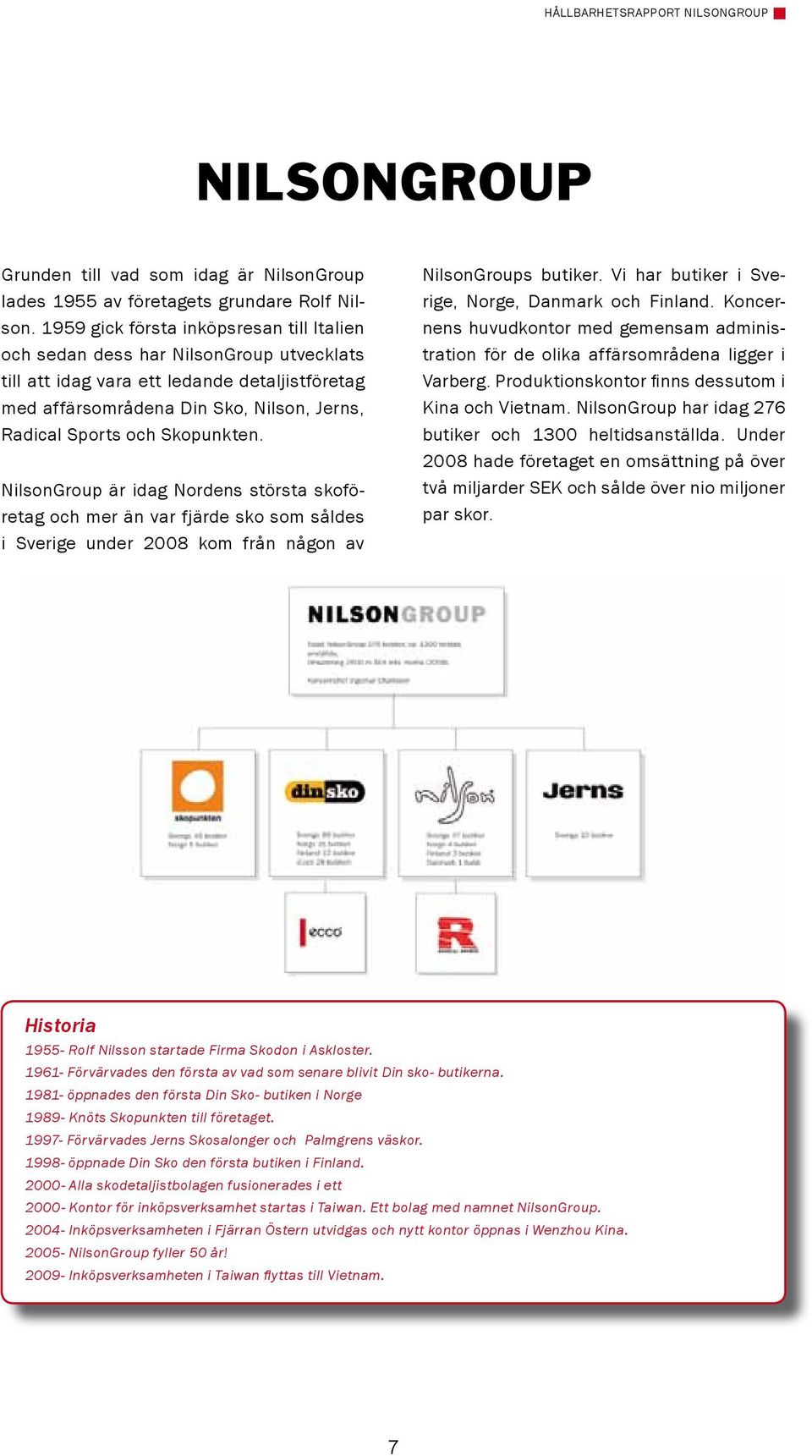 Skopunkten. NilsonGroup är idag Nordens största skoföretag och mer än var fjärde sko som såldes i Sverige under 2008 kom från någon av NilsonGroups butiker.