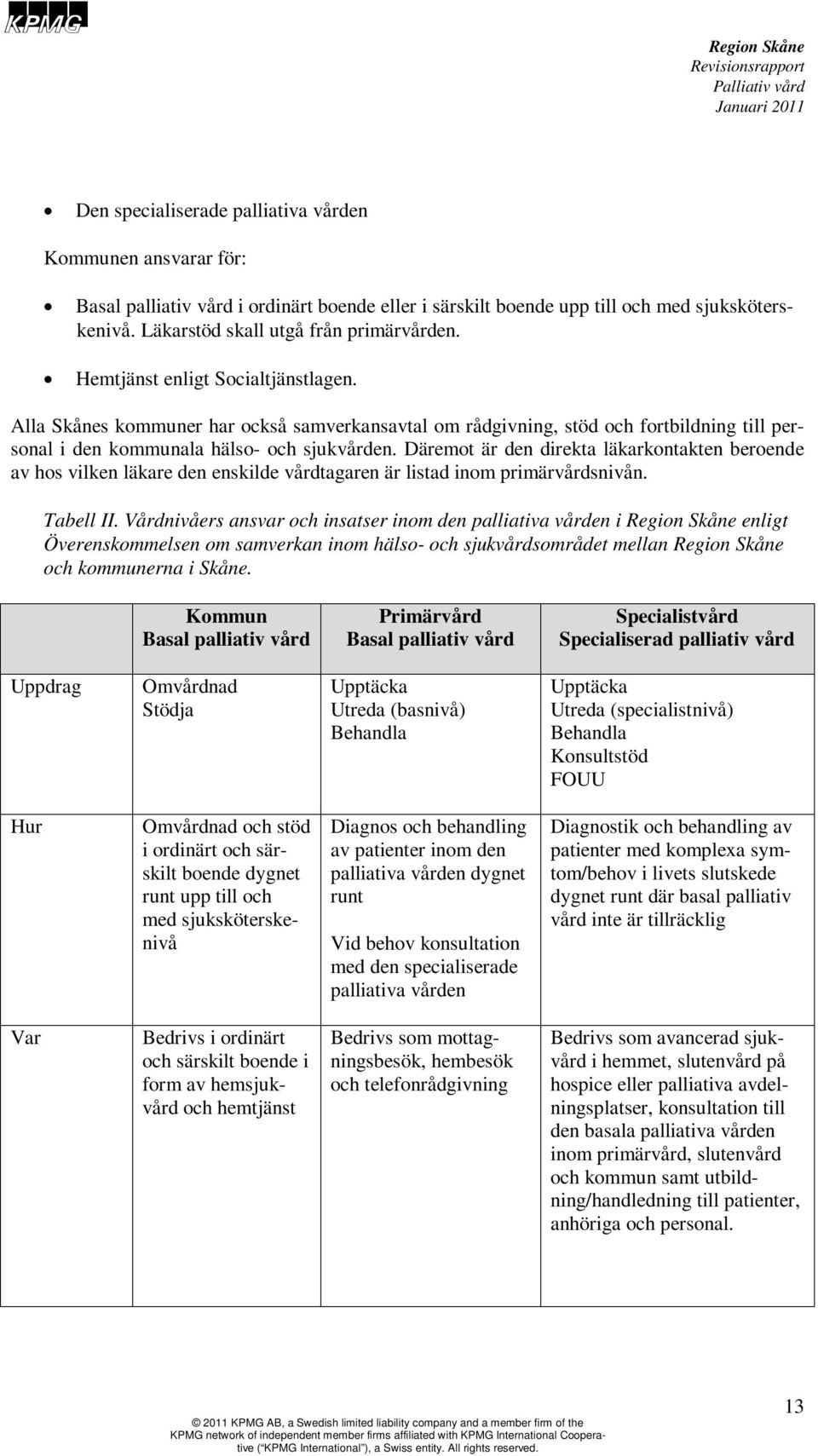 Däremot är den direkta läkarkontakten beroende av hos vilken läkare den enskilde vårdtagaren är listad inom primärvårdsnivån. Tabell II.