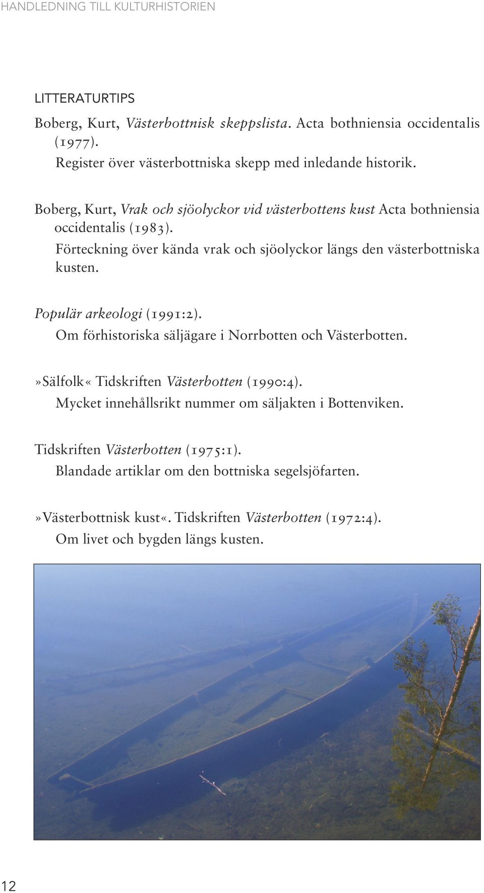 Förteckning över kända vrak och sjöolyckor längs den västerbottniska kusten. Populär arkeologi (1991:2). Om förhistoriska säljägare i Norrbotten och Västerbotten.