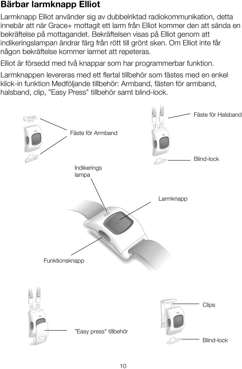 Elliot är försedd med två knappar som har programmerbar funktion.