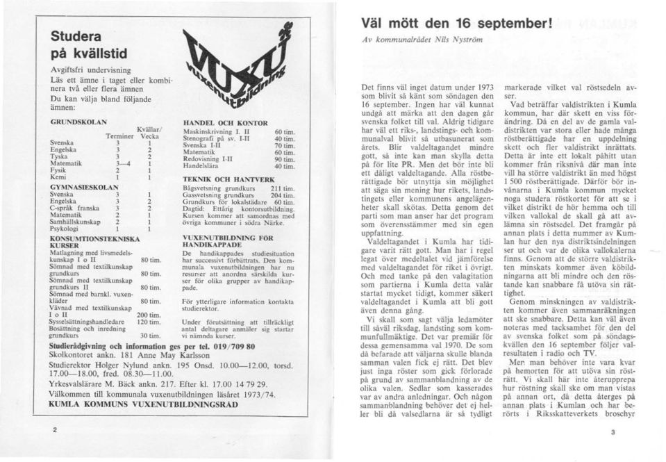 ESKOLAN Svenska J Engelska 3 C-språk franska 3 Matematik 2 SamhällSkunskap 2 Psykoloai I KO:oolSUMTIONSTEKJ'Ir,'lSKA KURSER Mallagning med livsmedelskunskap I o Il Sömnad med ICJltilkunskap grundkurs