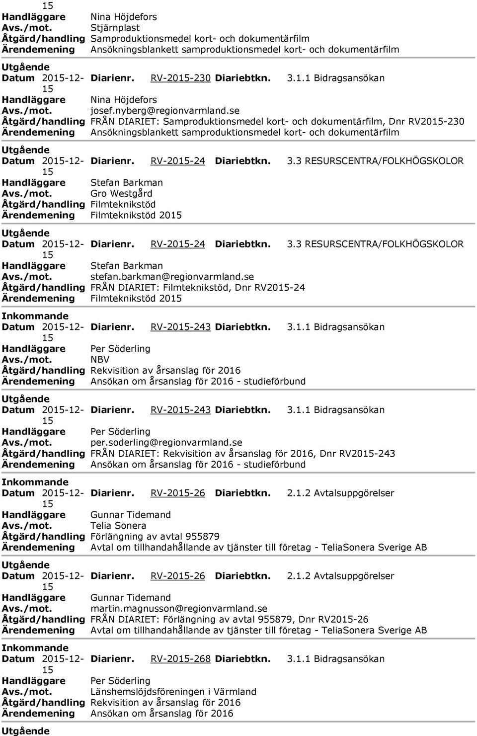 3 RESURSCENTRA/FOLKHÖGSKOLOR Stefan Barkman Gro Westgård Åtgärd/handling Filmteknikstöd Filmteknikstöd 20 Datum 20-12- Diarienr. RV-20-24 Diariebtkn. 3.