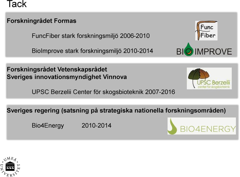 innovationsmyndighet Vinnova UPSC Berzelii Center för skogsbioteknik 2007-2016