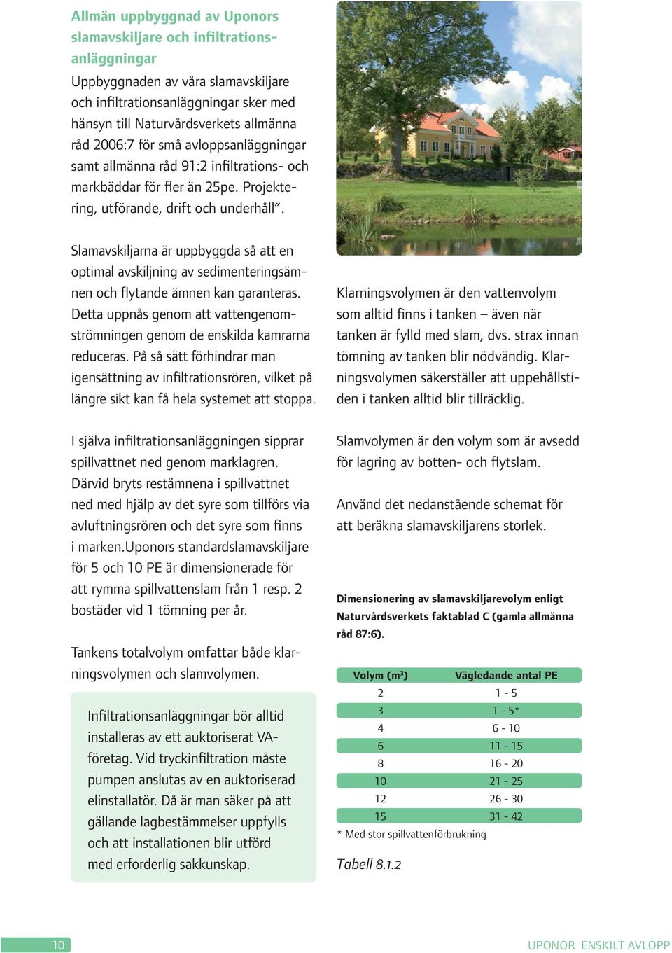 Slamavskiljarna är uppbyggda så att en optimal avskiljning av sedimenteringsämnen och flytande ämnen kan garanteras. Detta uppnås genom att vattengenomströmningen genom de enskilda kamrarna reduceras.