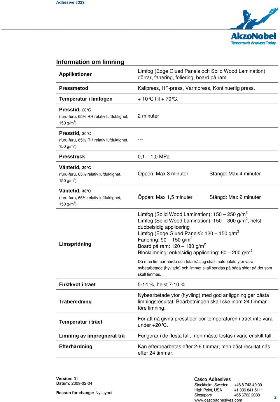 2 minuter --- 0,1 1,0 MPa Väntetid, 20 C (furu-furu, 65% relativ luftfuktighet, 150 g/m 2 ) Väntetid, 30 C (furu-furu, 65% relativ luftfuktighet,.