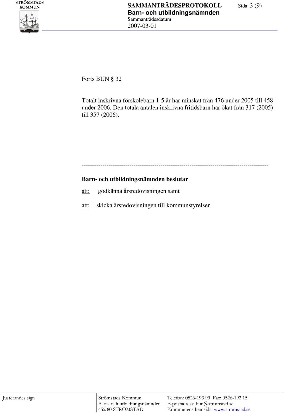 Den totala antalen inskrivna fritidsbarn har ökat från 317 (2005) till 357