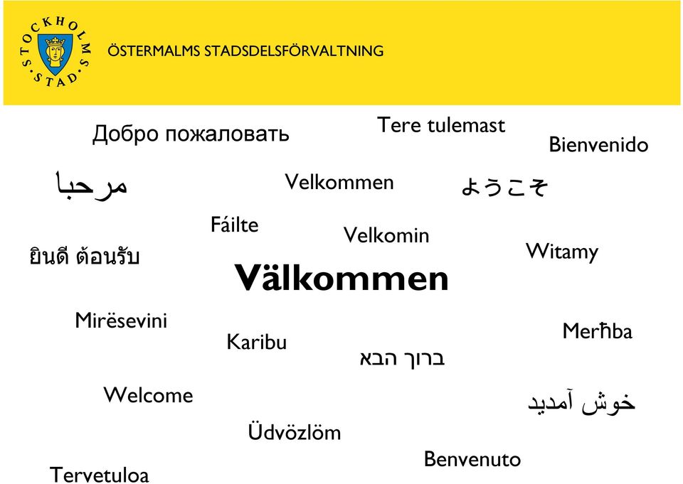 Velkomin Välkommen Witamy Mirësevini Karibu