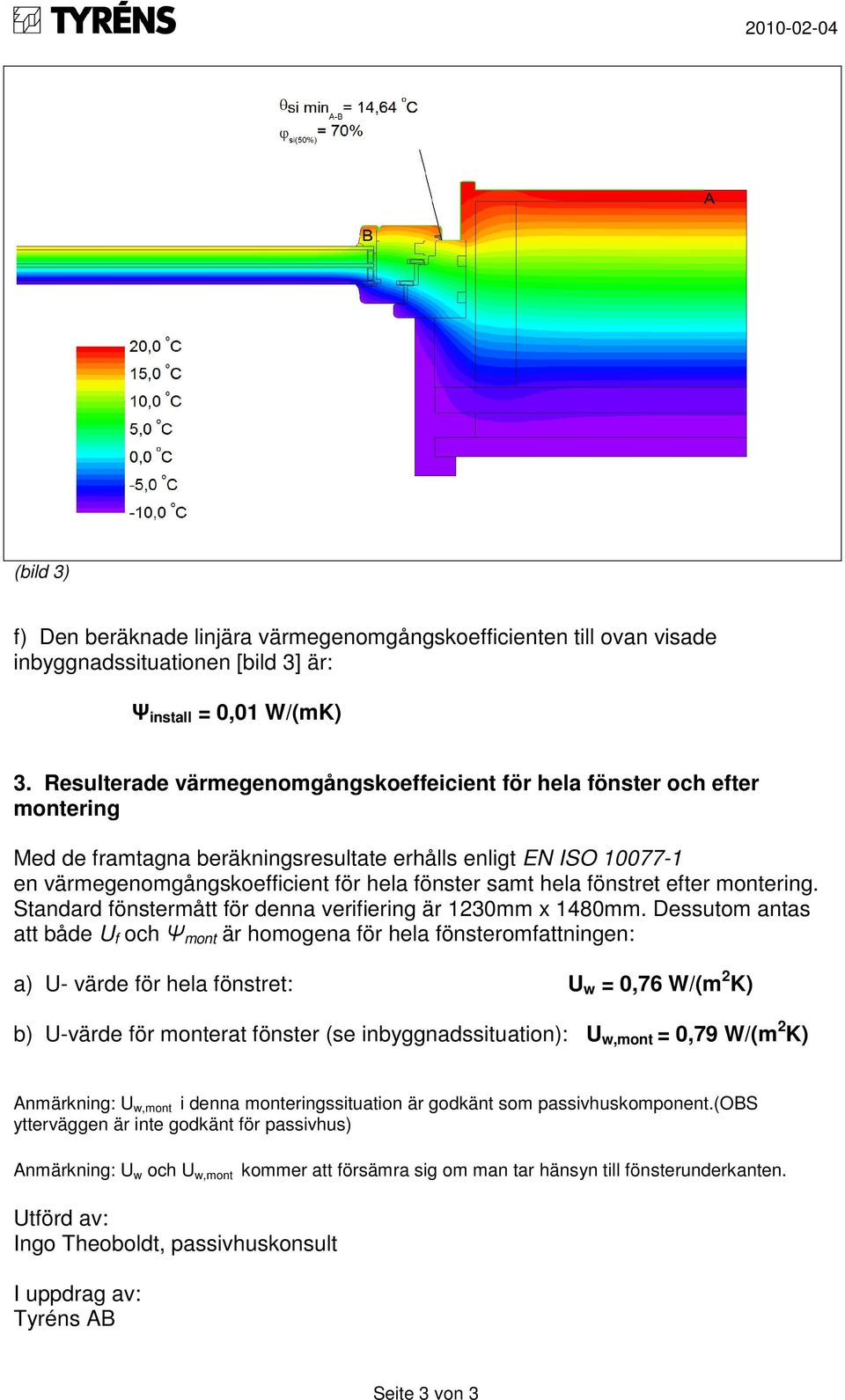 hela fönstret efter montering. Standard fönstermått för denna verifiering är 1230mm x 1480mm.