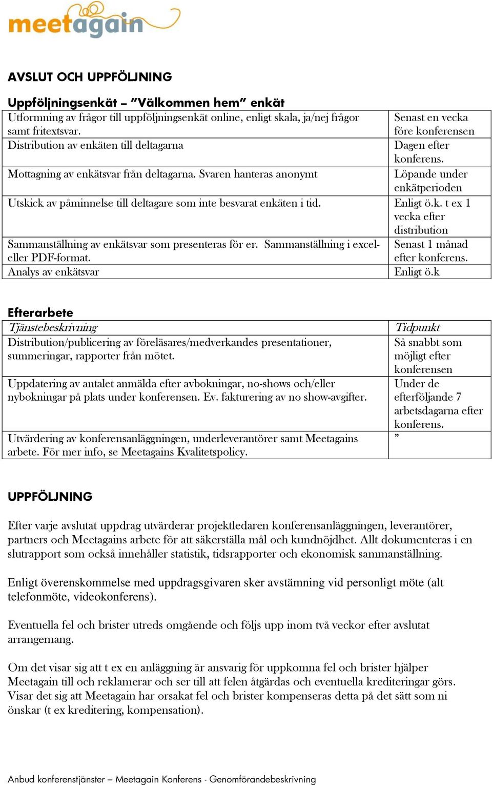 Svaren hanteras anonymt under enkätperioden Utskick av påminnelse till deltagare som inte besvarat enkäten i tid. Enligt ö.k. t ex 1 vecka efter distribution Sammanställning av enkätsvar som presenteras för er.