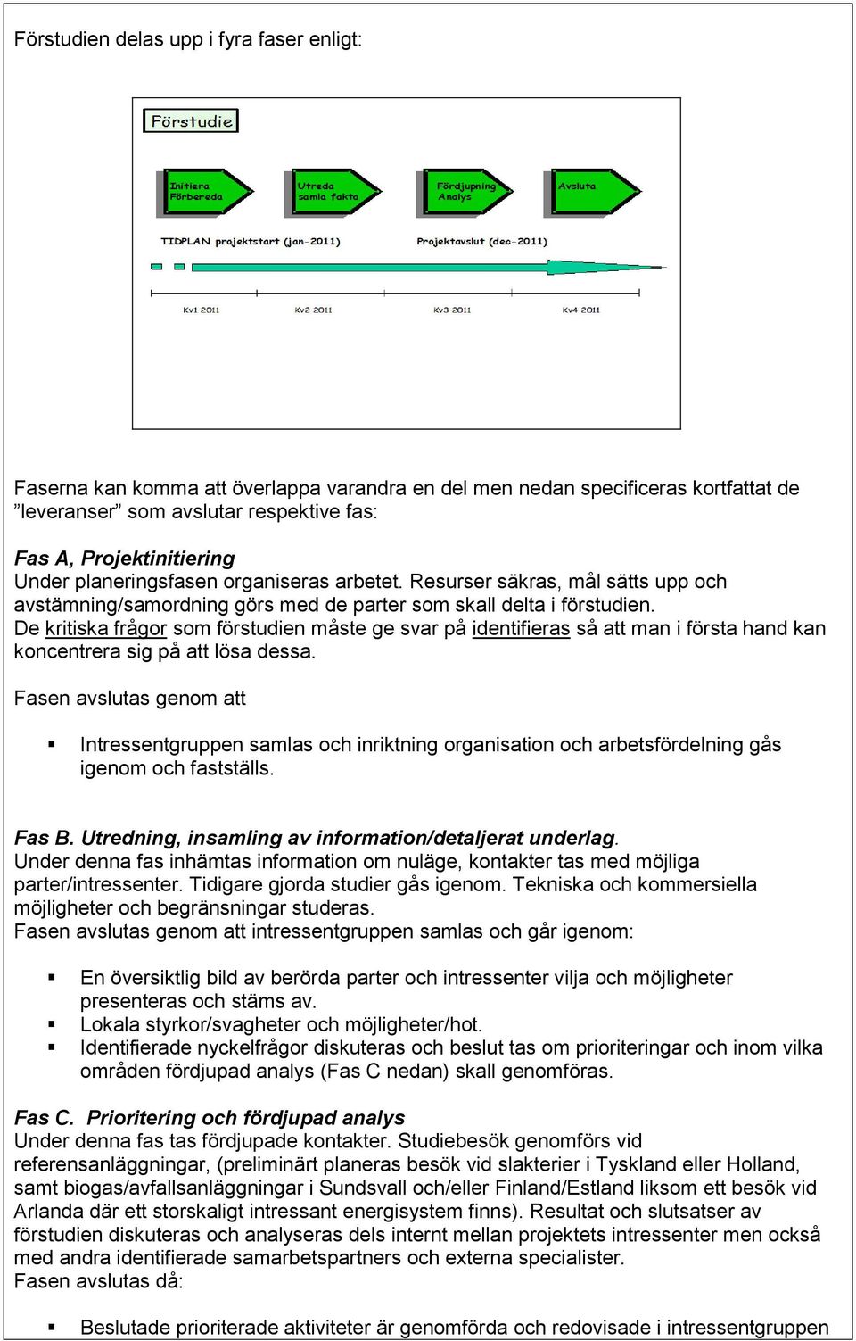 De kritiska frågor som förstudien måste ge svar på identifieras så att man i första hand kan koncentrera sig på att lösa dessa.