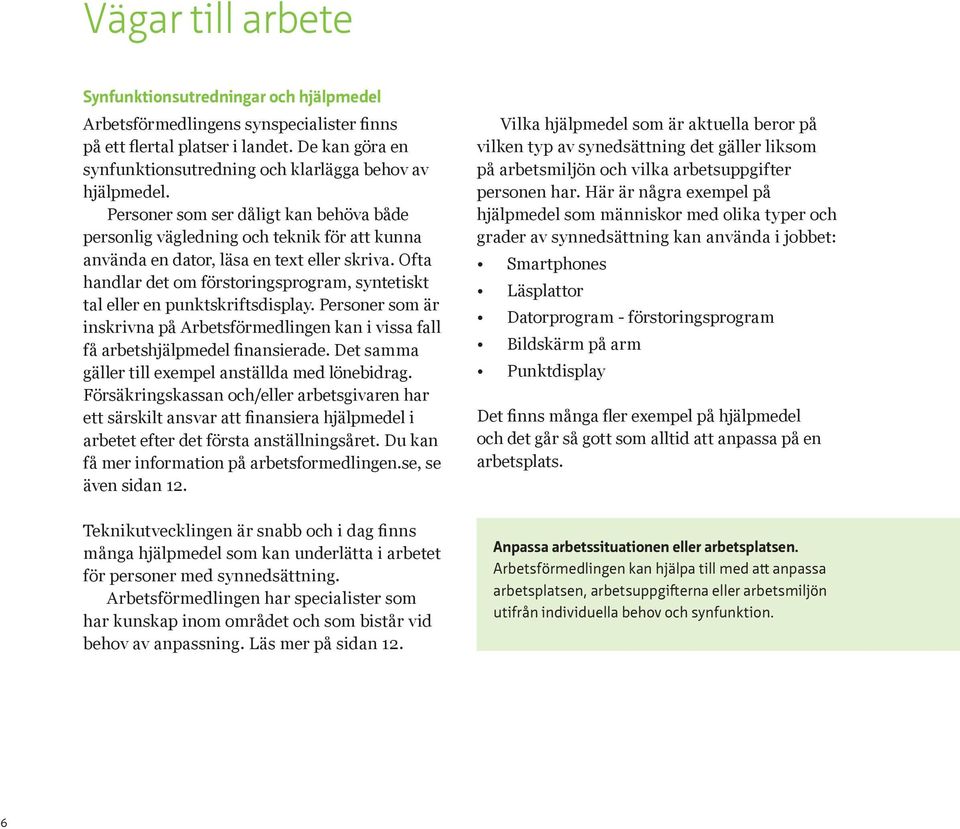 Personer som ser dåligt kan behöva både personlig vägledning och teknik för att kunna använda en dator, läsa en text eller skriva.