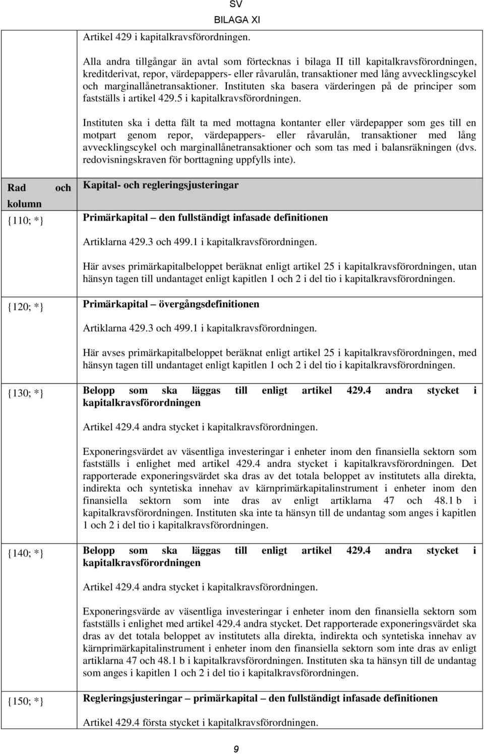 5 i Instituten ska i detta fält ta med mottagna kontanter eller värdepapper som ges till en motpart genom repor, värdepappers- eller råvarulån, transaktioner med lång avvecklingscykel och