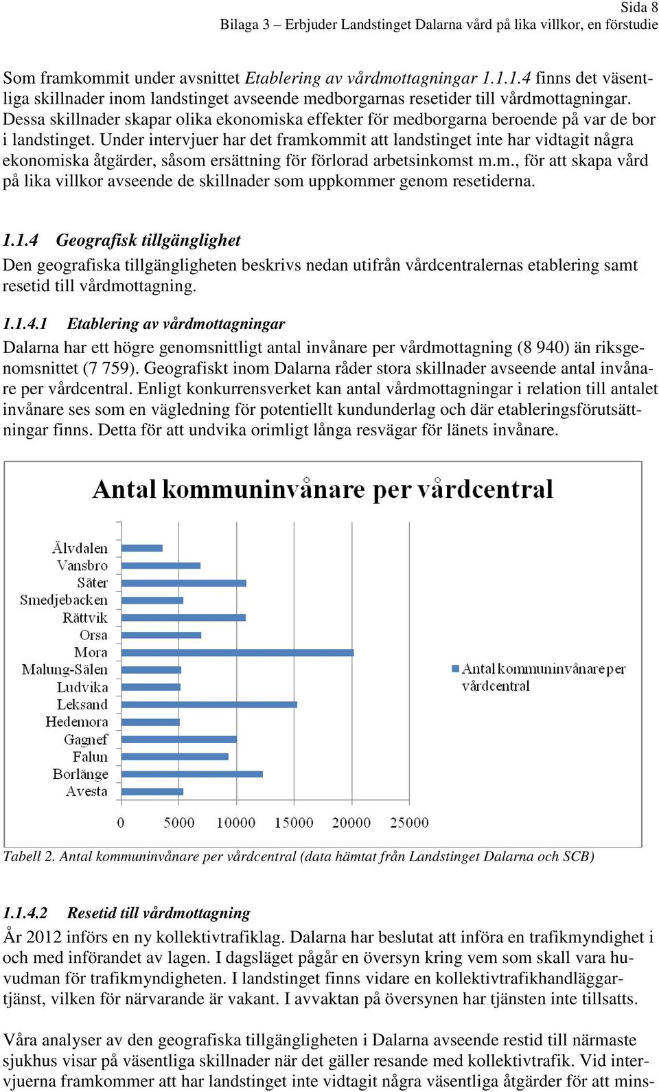 Under intervjuer har det framkommit att landstinget inte har vidtagit några ekonomiska åtgärder, såsom ersättning för förlorad arbetsinkomst m.m., för att skapa vård på lika villkor avseende de skillnader som uppkommer genom resetiderna.