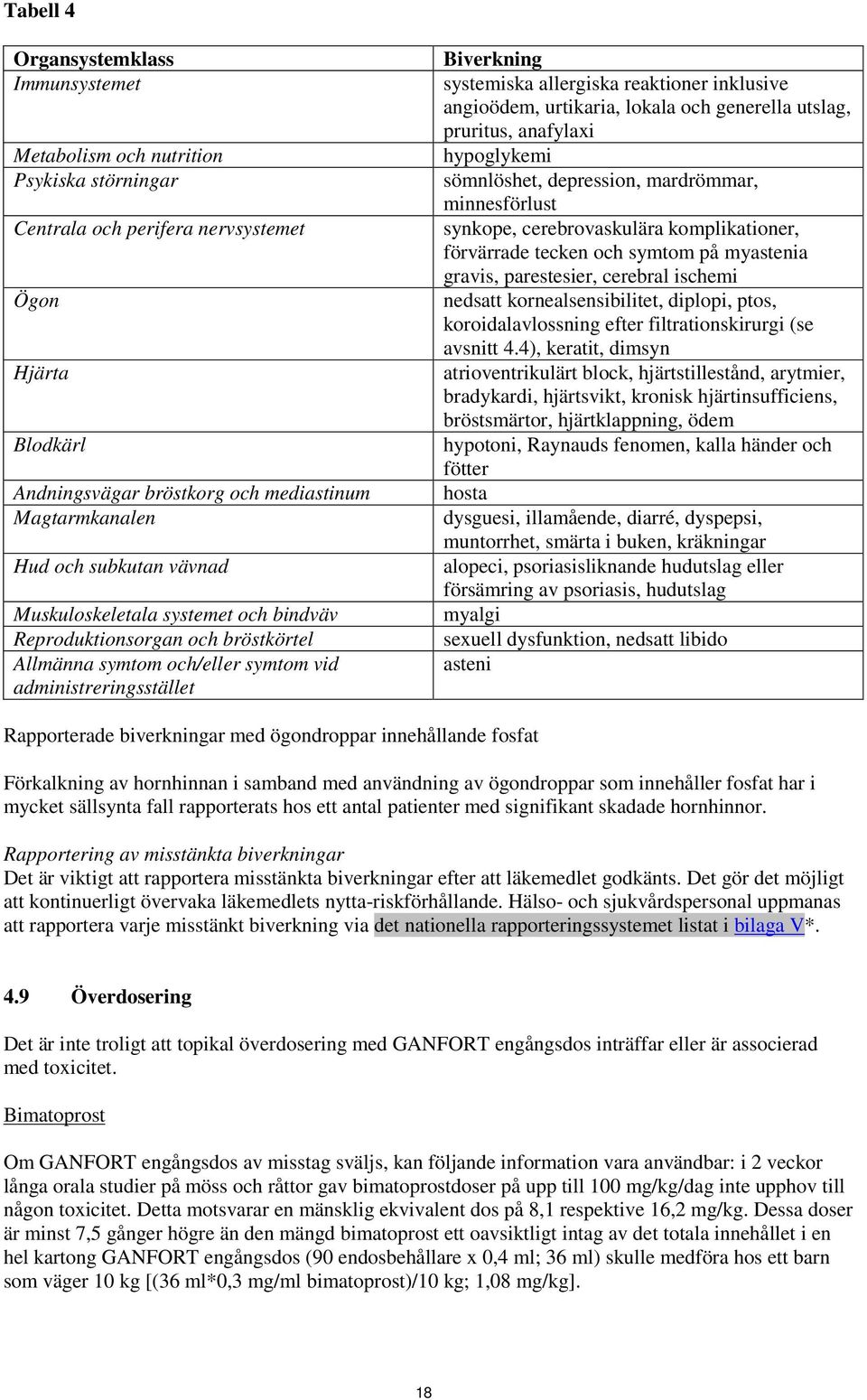 inklusive angioödem, urtikaria, lokala och generella utslag, pruritus, anafylaxi hypoglykemi sömnlöshet, depression, mardrömmar, minnesförlust synkope, cerebrovaskulära komplikationer, förvärrade